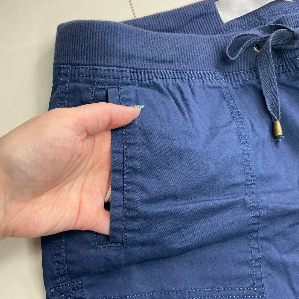 Sonoma Blue Utility Cargo Shorts Womens 10 Elastic Waist Drawstring Cuffed